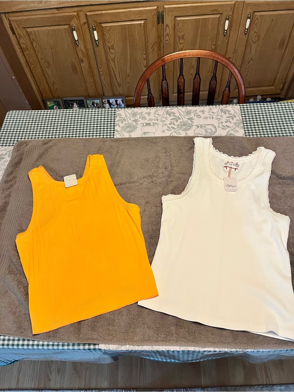 Pair of Free People Women's Sleeveless Tanks - Orange & Cream